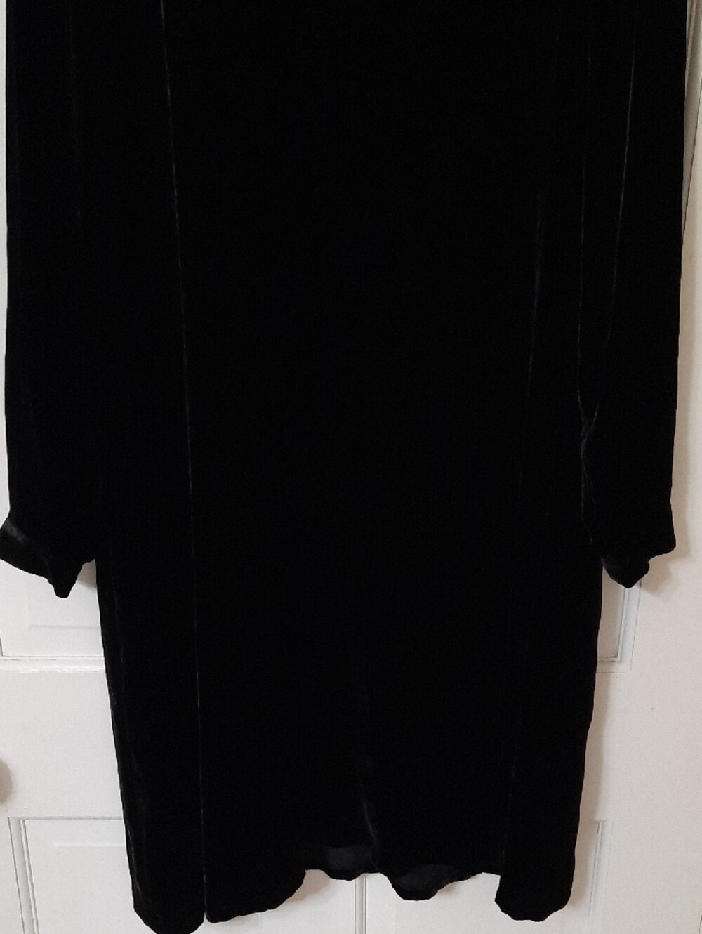 Eileen Fisher Black Velvet Long-Sleeve Shift Dress - Picture 5 of 11